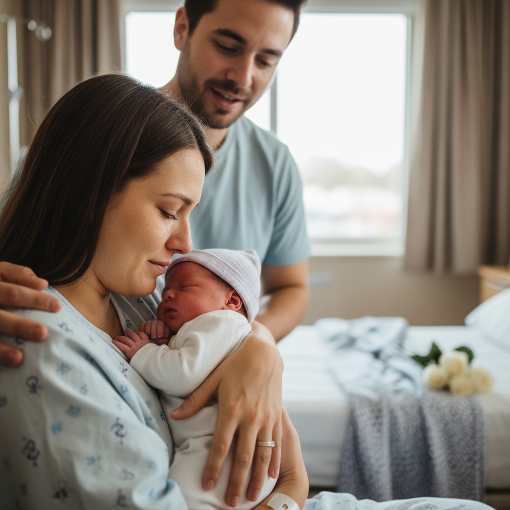 Equipe profissional registrando nascimento